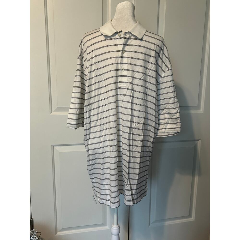 Nicklaus Golf Button Up Adult XL Mens White/Black Short Sleeve 100% Cotton Polo